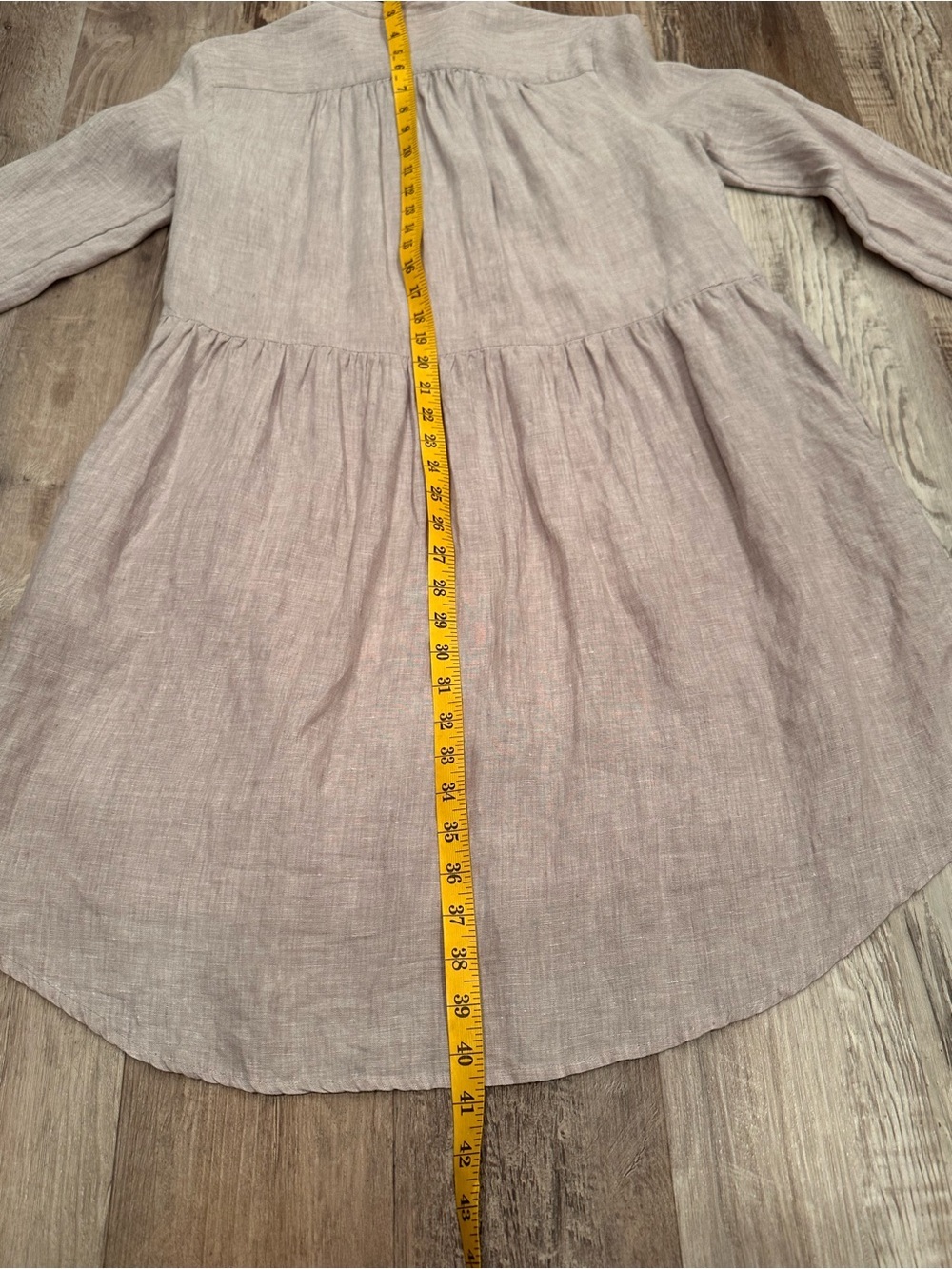 100% Linen Shirt Dress Long Sleeve MIDI Breathable Flowy Pockets Staple Sz S - Picture 8 of 14
